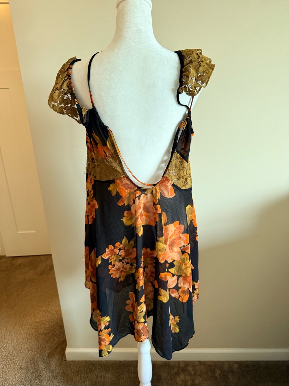 Free People Intimately Monday Morning Trapeze dress slip autumn floral sz m - Picture 4 of 6